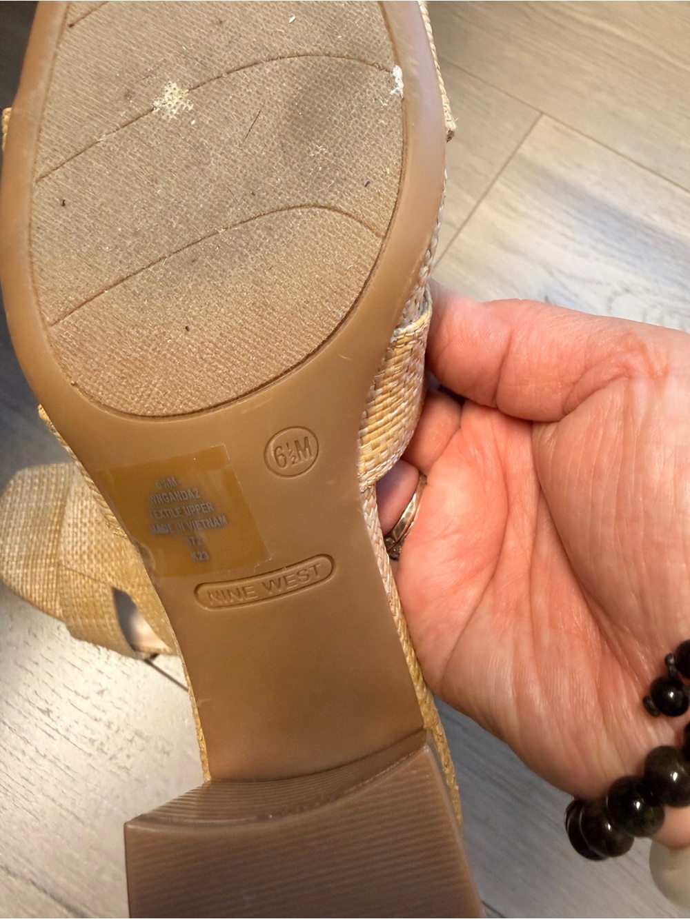 Nine West Woven Tan Slide Mules - Picture 6 of 8